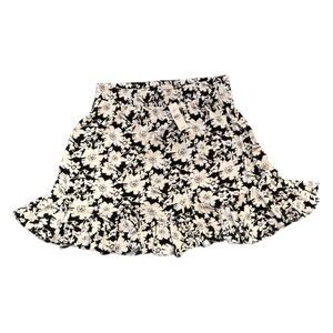 Loft Black and White Floral Skirt
